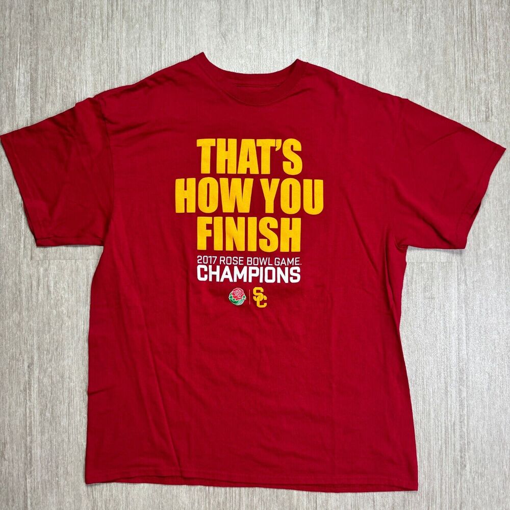 USC Trojans Shirt Women XL Team Trojan 2017 Rose Bowl Game Champions Short Sleev